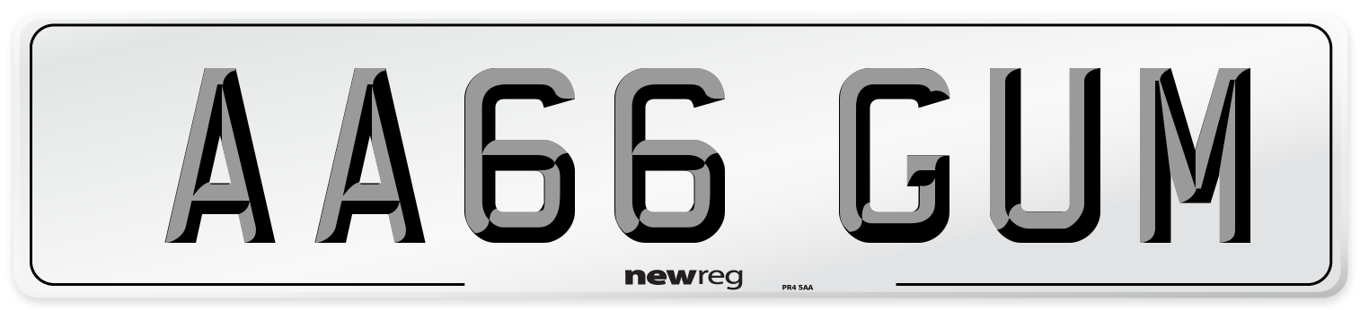 AA66 GUM Number Plate from New Reg